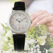 Montre en faux marbre rose pour femmes - Avec fleu