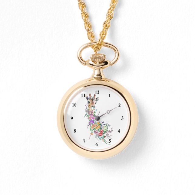 Montre en girafe aux fleurs colorées (Recto)