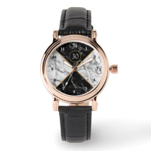Montre en marbre noir et blanc Cadeau d'anniversai