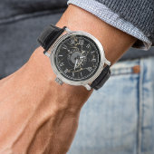 Montre en marbre noir Faux pour hommes - Cuir - Vi