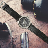 Montre en marbre noir Faux pour hommes - Cuir - Vi