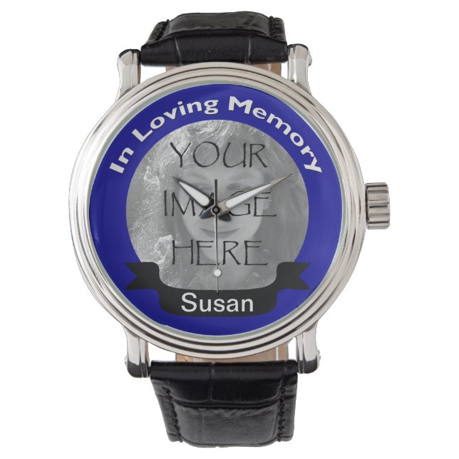 Montre En Mémoire Amoureuse De La Photo Bleue (devant)