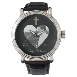 Montre En mémoire d'amour Croix d'or forme de coeur photo