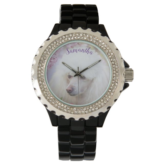 Montre en strass féminin chien de caniche (devant)