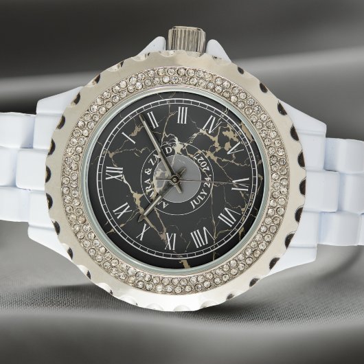 Montre en strass féminin personnalisée. Marbre