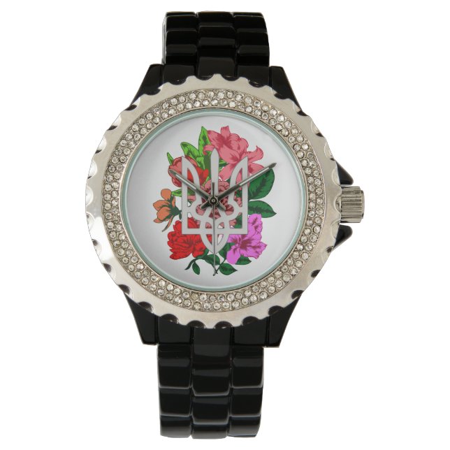 Montre Encore botanique et trident ukrainien tryzub (devant)