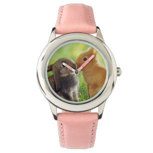 Montre enfant lapin lapin bouffon brun vert pâle