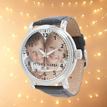 Montre Enfants enfants personnalisés nom photo année<br><div class="desc">Ajoutez Votre propre photo préférée de votre famille,  enfants,  enfants,  amis ou animal de compagnie. Numéros noirs avec minutes. Personnalisez et ajoutez leurs noms et année,  lettres noires. Parfait pour la fête des pères,  la fête de la mère ou comme cadeau d'anniversaire ou de Noël.</div>