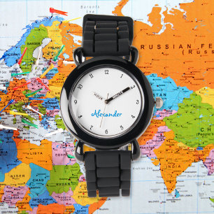 Montre Enfants Garçons Amusants Noir moderne Nom personna