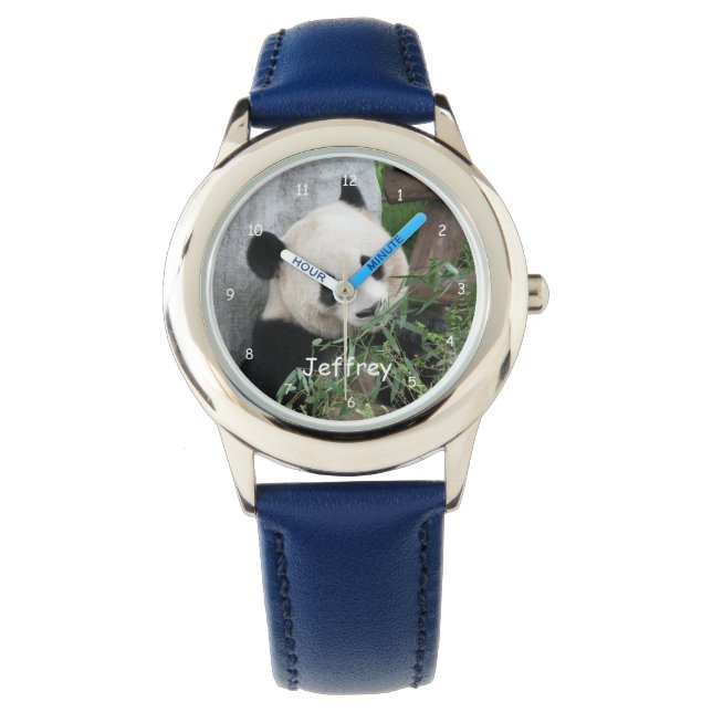 Montre Enfants Géant Panda Blue Strap Nom poignet (devant)