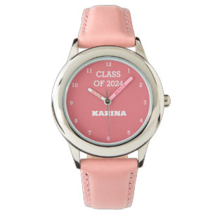 Montre Enfants Grad Girl Pink Graduation Nom de l'école