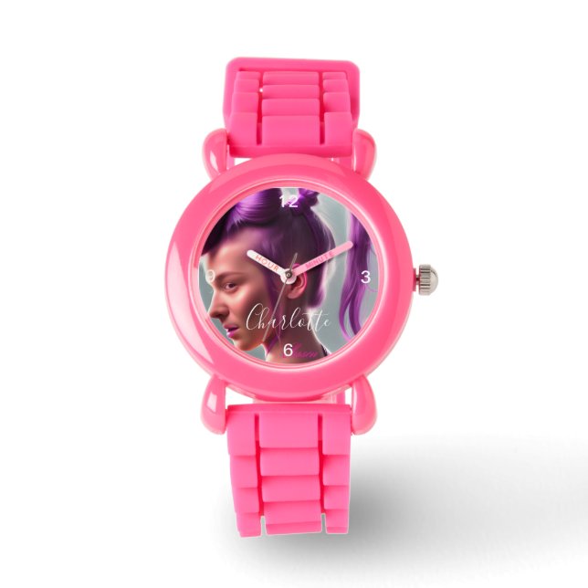 Montre Enfants Parties scintillant rose bracelet mignonne (Recto)