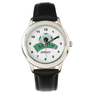 Montre Enfants Soccer Vert Personnalisé