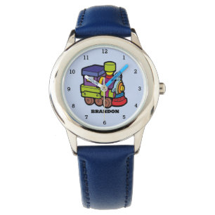 Montre Enfants Train Boys Blue Custom Name