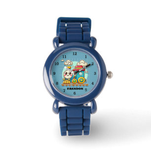 Montre Enfants Train Boys Blue Custom Name