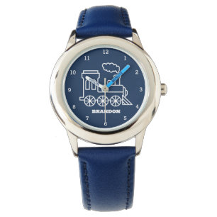 Montre Enfants Train Boys Blue Custom Name