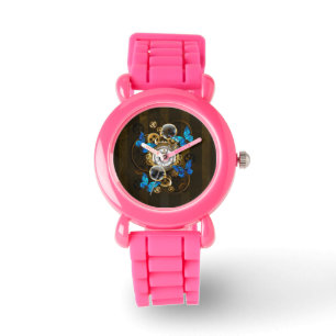 Montre Engrenages à vapeur et papillons bleus