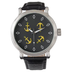 Montre Ensemble d'ancre de bateau doré de dessin animé