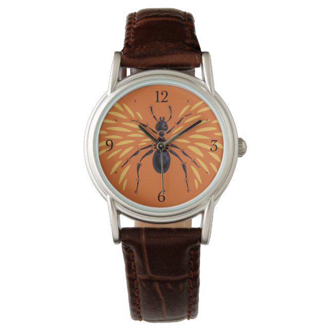 Montre Entomologie orange d'Insecte de la fourrure (devant)