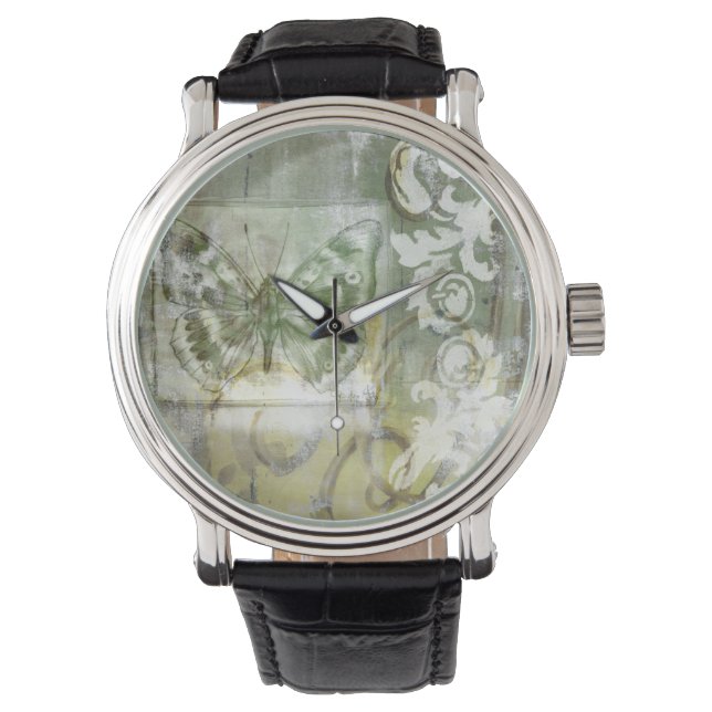 Montre Entrée de papillon vert avec porte en fer (devant)