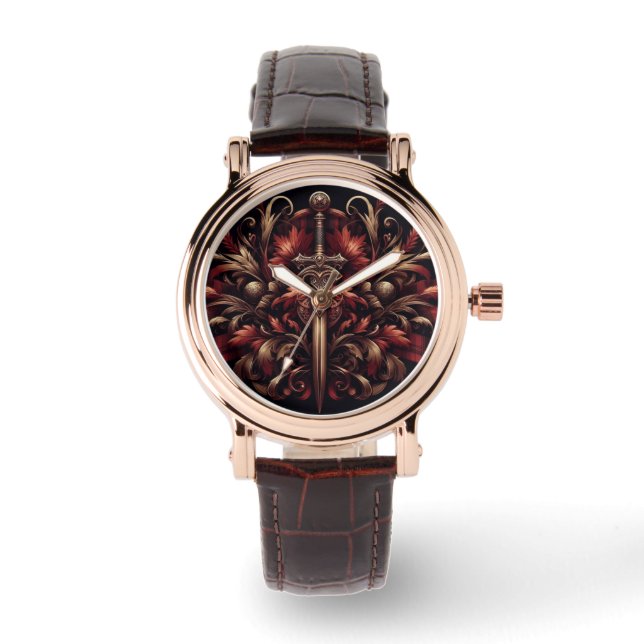 Montre Epée rouge et bronze écossais celtique (Recto)