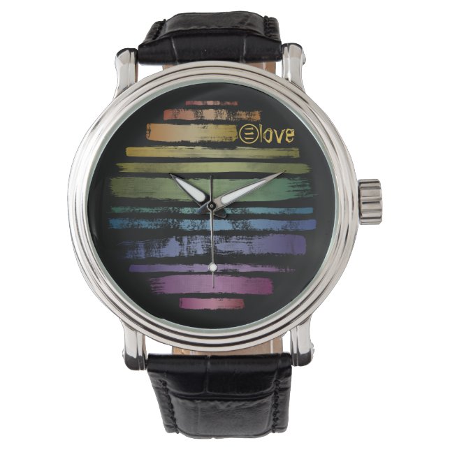 Montre Equality Love Rainbow Brush Strokes LGBTQ ID656 (devant)