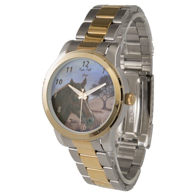 Montre équine pittoresque photo de chestnut marron cheval (Incliné)