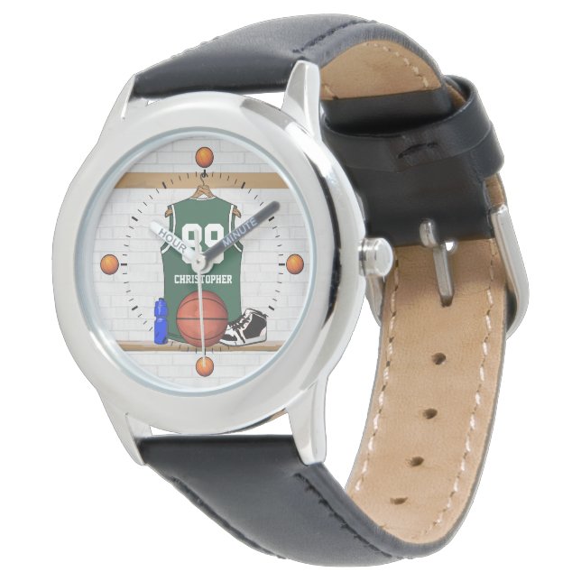 Montre Équipe cycliste Personalized Green and White Baske (Incliné)