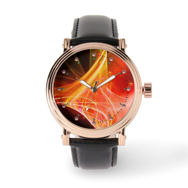 MONTRE ÉQUIPES FRACTALES EN ORANGE JAUNE ROUGE (Recto)