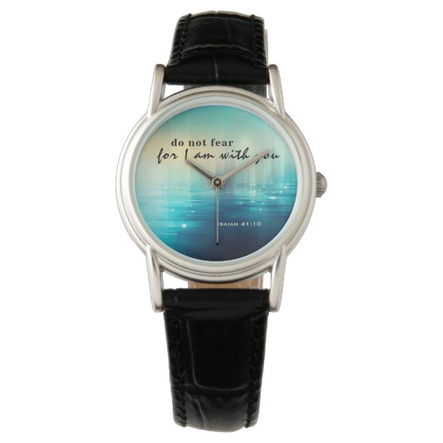 Montre Esaïe 41:10 Ne crains pas Bible Verse Bleu Abstrai (devant)