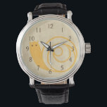 Montre Escargot jaune sur Arrière - plan crème<br><div class="desc">Cet escargot jaune est bien plus mignon que de vrais escargots ! Empreinte chariklia Zarris, l'arrière - plan crème se marie bien avec la couleur jaune de l'escargot. Un grand morceau à placer sur le mur d'une chambre d'enfant !</div>