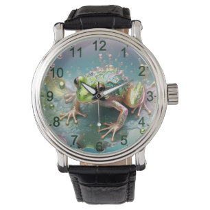 Montre "Essence d'émeraude : Grenouille verte en art frac