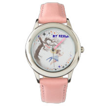 Montre esthétique aquarelle fée mon royaume filles
