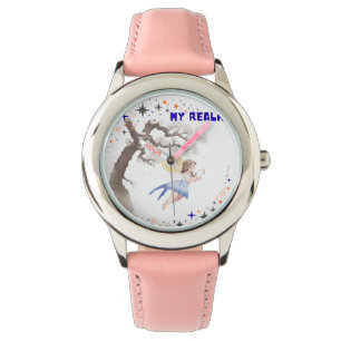 Montre esthétique aquarelle fée mon royaume filles
