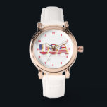 Montre États-Unis<br><div class="desc">USA Flag Watches - United States of America - Flag - Patriotic - jour de l'indépendance - 4 juillet - Personnalisable - Choisissez / Ajoutez votre texte unique / couleur - Faites votre cadeau spécial - Redimensionnez et déplacez ou supprimez et ajoutez des éléments / image avec outil de personnalisation....</div>