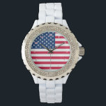 Montre États-Unis<br><div class="desc">USA Flag Watches - United States of America - Flag - Patriotic - jour de l'indépendance - 4 juillet - Personnalisable - Choisissez / Ajoutez votre texte unique / couleur - Faites votre cadeau de montre spécial - Redimensionnez et déplacez ou supprimez et ajoutez des éléments / image avec outil...</div>