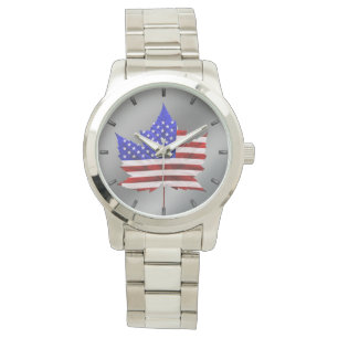 Montre États-Unis / Canada Watch Canadian USA Flag Wrist 
