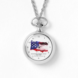 Montre *~* États-Unis Drapeau Vétéran Militaire Rouge Ble