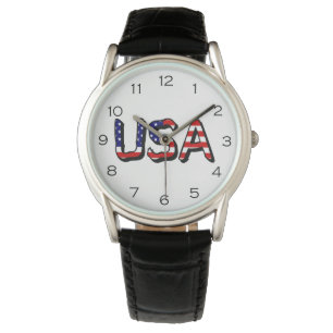 Montre États-Unis écrasés sur le drapeau américain Black