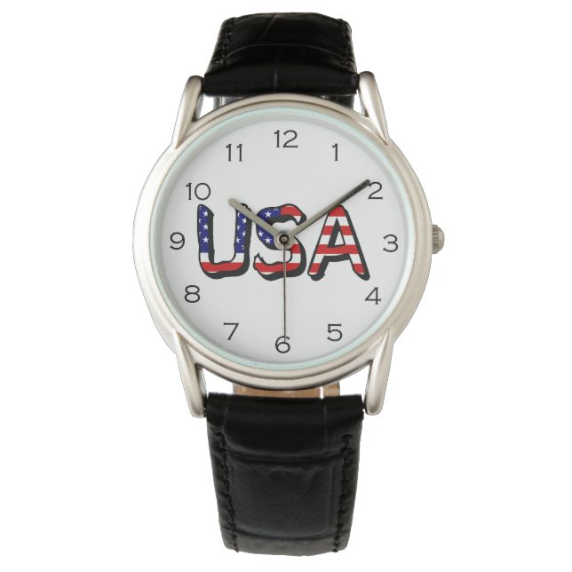 Montre États-Unis écrasés sur le drapeau américain Black  (devant)