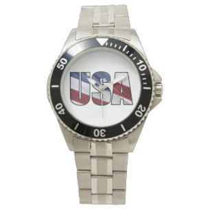 Montre États-Unis en rouge blanc et bleu drapeau patrioti