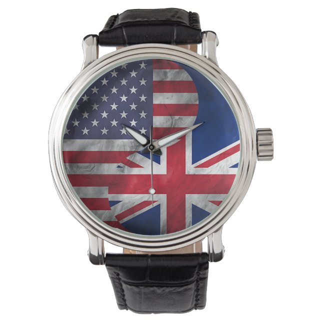 Montre Etats-Unis et Royaume-Uni Double Drapeau Yin Yang (devant)