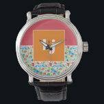 Montre Été amusant Monogramme élégant<br><div class="desc">Aquarelles d'été colorées mélangées avec blocage de couleurs audacieuses et votre monogramme. Passez des couleurs pour ajouter un peu de gaieté. Célébrez le dynamisme de l'été avec une palette de couleurs captivante. Ces tons vifs et enchanteurs se marient harmonieusement, évoquant l'esprit joyeux de la saison et créant une ambiance visuellement...</div>