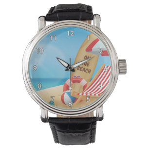 Montre Été frais sur la plage avec planches de surf