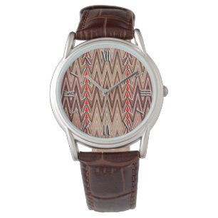 Montre Ethnique Chevron Damask, Taupe Tan et Beige