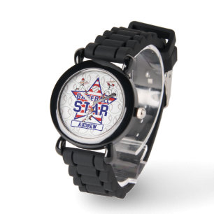 Montre Étoile de baseball personnalisée et rayures