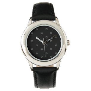 Montre étoile de David à trois dimensions d'argent de
