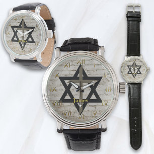Montre Étoile noire de David avec Croix Brown