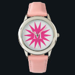 Montre Étoile rose chaude et mignonne de la fille simple<br><div class="desc">Cette montre douce est dotée d'une première personnalisable unique. C'est un joli cadeau pour n'importe quelle occasion.</div>