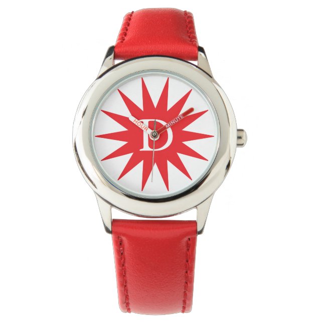 Montre Étoile rouge initiale mignonne et simple (devant)
